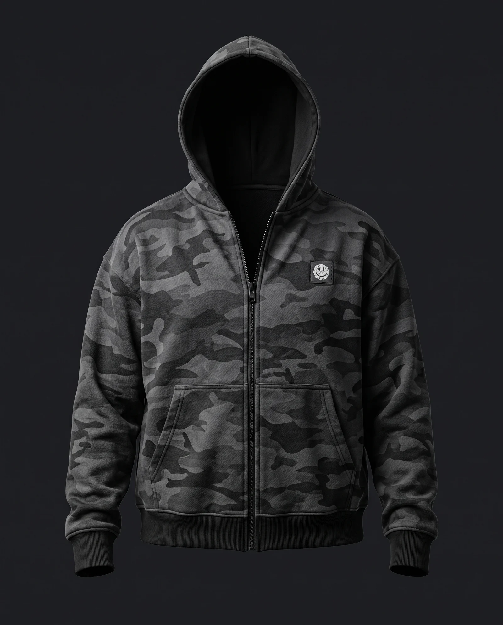 Camo Zip Hoodie — Ink, front