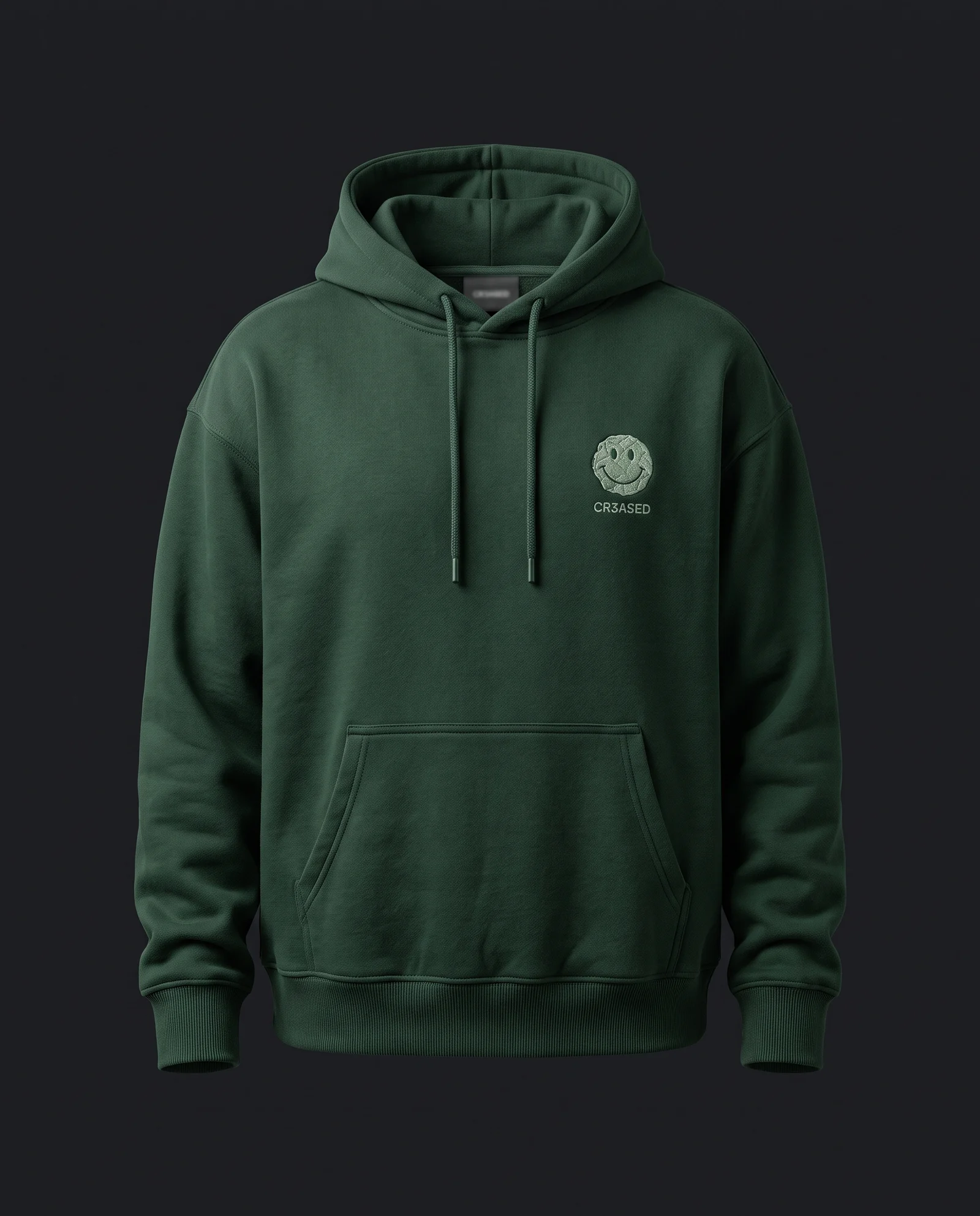 Puff Logo Hoodie — Forest, front